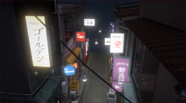 Japanese street at night 夜の日本の街路  VRChat 3D Model