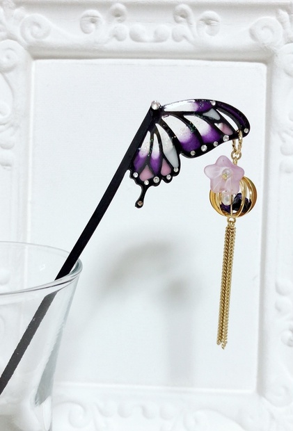 かんざし 胡蝶しのぶ 美品 鬼滅の刃×ANNA SUI アナスイ かんざし コラボ 胡蝶しのぶ