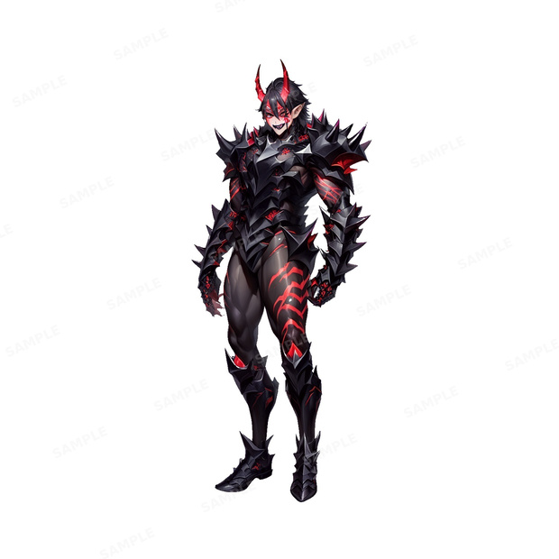 【ダークファンタジー】鬼の魔王_漆黒の鎧_立ち絵
