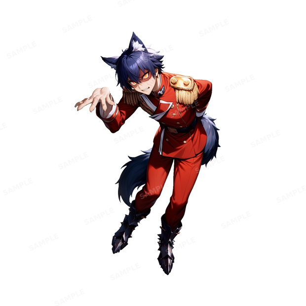 【獣人】深紅の軍服を纏いし_狼王_立ち絵