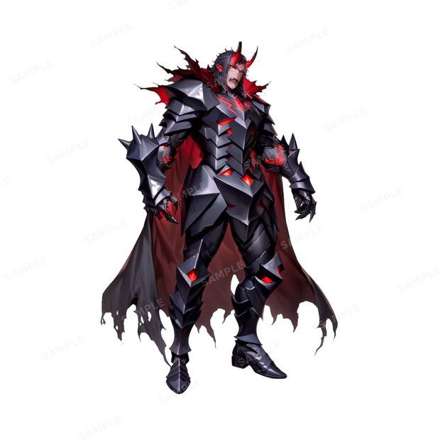 【ダークファンタジー】圧倒的漆黒の鬼神_魔王_立ち絵