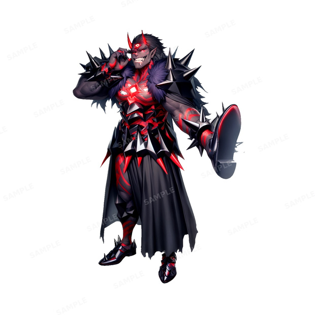 【ダークファンタジー】深淵の鬼王_漆黒の鎧_立ち絵