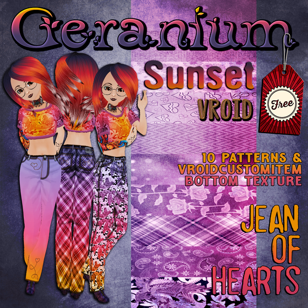 Geranium Sunset Jean of Hearts Bottoms Texture Pack