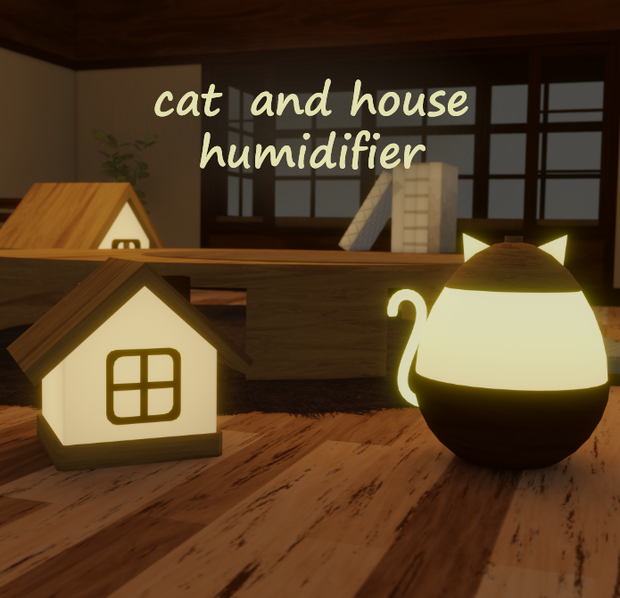 [VRC]猫と家の加湿器(パーティクル付き)