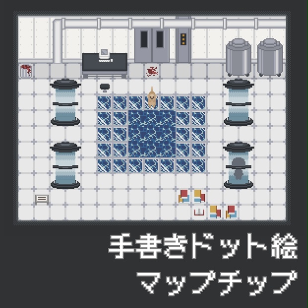 マップチップ】RPGに使いやすい！島・洞窟・ラボの素材【ウディタ規格