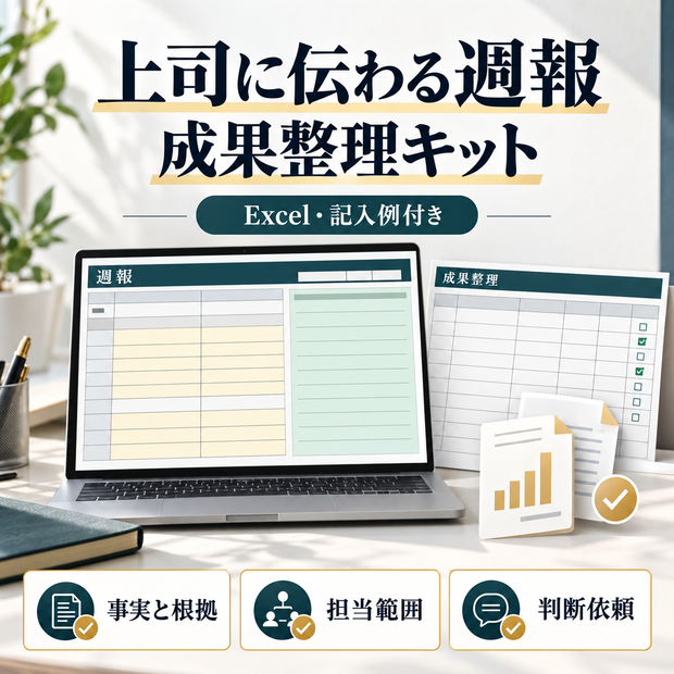 上司に伝わる週報・成果整理キット【Excel・記入例付き】