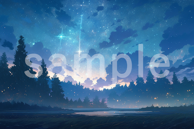 穏やかな夜のイラスト背景素材 5枚セット