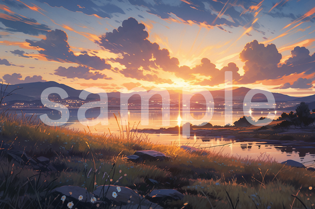 夕景のイラスト背景素材 5枚セット