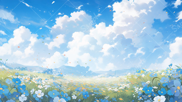 勿忘草のイラスト背景素材 5枚セット