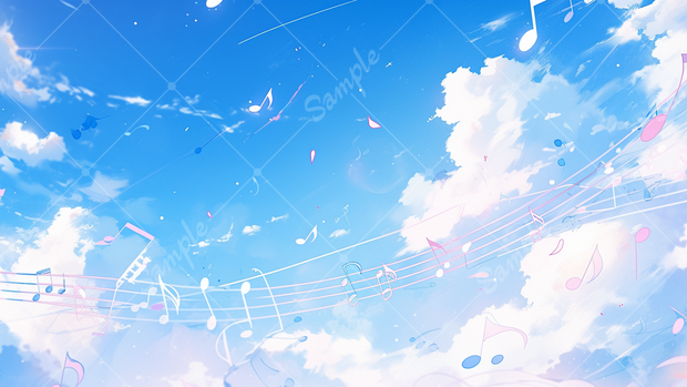 青空と音符のイラスト背景素材 5枚セット