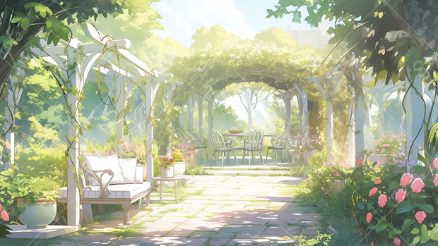 ガーデンのイラスト背景素材 5枚セット