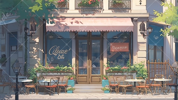 風景(CAFE)イラスト カフェのイラスト背景素材 5枚セット - ku-kan - BOOTH