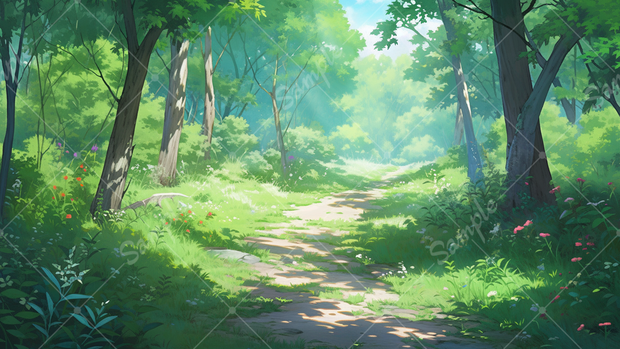 ハイキングコースのイラスト背景素材 5枚セット