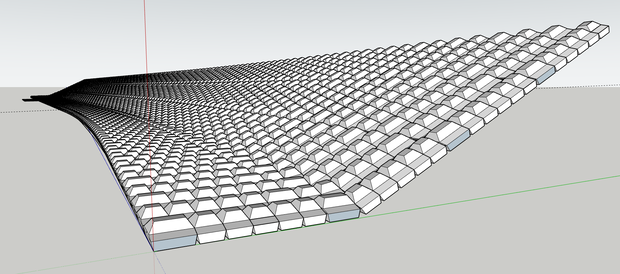 連節ブロック護岸（SketchUpモデル）｜実寸再現・R300m