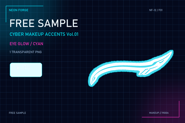 【無料】CYBER MAKEUP ACCENTS Vol.01 FREE SAMPLE｜サイバーメイク透過PNG