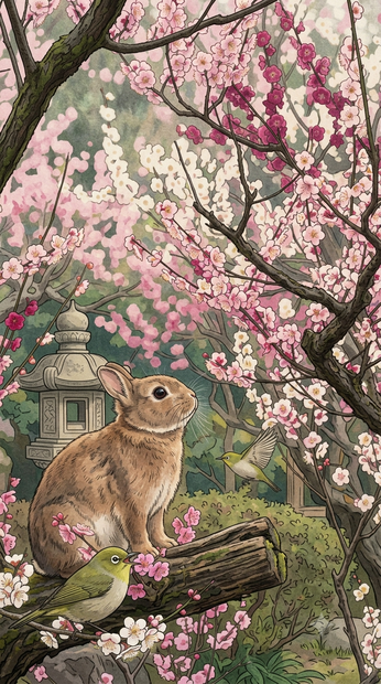 ウサギとウグイス1