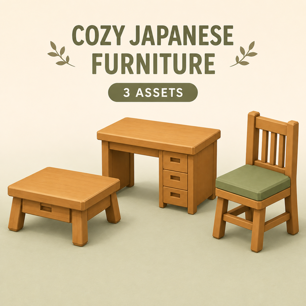 Cozy Japanese Furniture Mini Pack｜和風家具3Dモデル3点