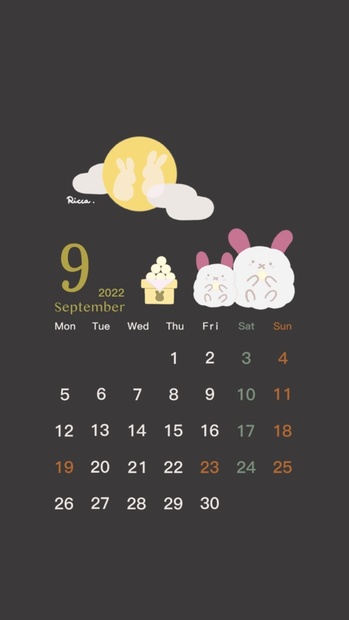 無料配布 22年9月待ち受けカレンダー もふもふ達の秘密の花暮らし雑貨店 Booth