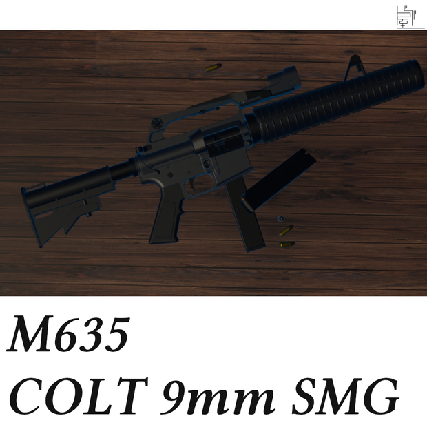 3Dモデル　M635　9mm サブマシンガン