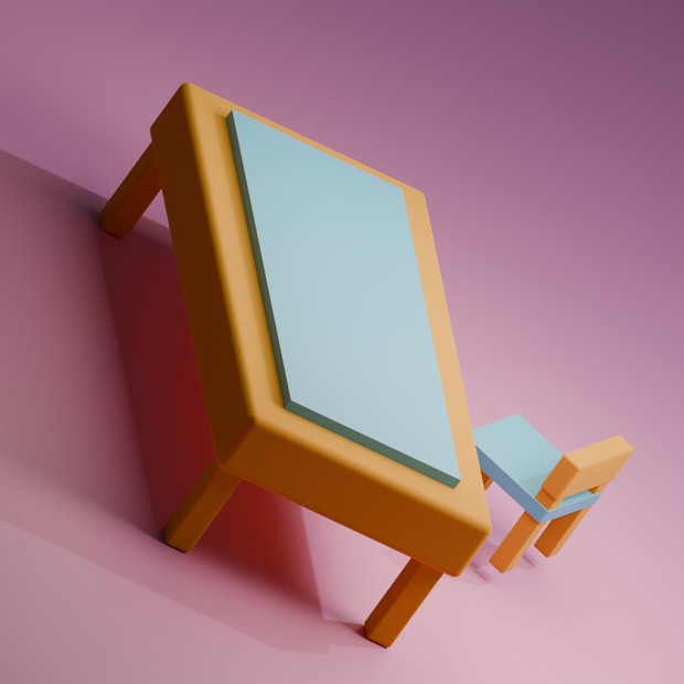 【Free DL】3D机と椅子 - 3D Desk and chair