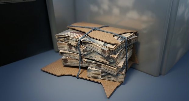 束ねた新聞の山｜Stack of Tied Newspapers｜捆绑报纸堆 3D模型