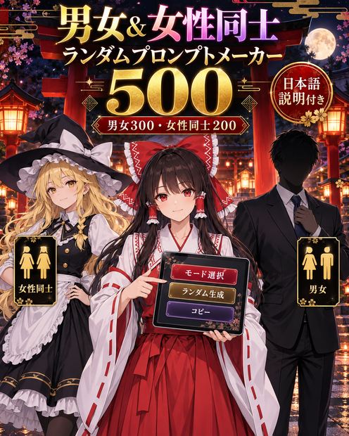 【R-18】成人カップルSEX・ランダムプロンプトメーカー500｜Adult Random Prompt Generator