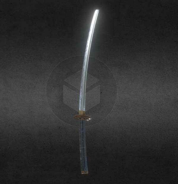 3Dモデル武器 - 日本刀、金重( FBX+OBJ, 2K )