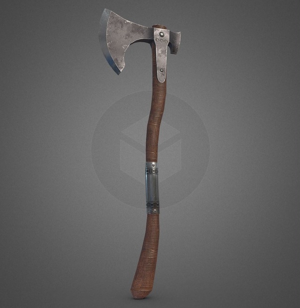 3Dモデル武器 - 片手斧( FBX+OBJ, 2K )