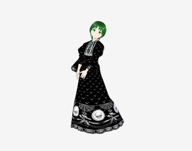 【Vroid衣装】スカルカメオドレス＆ロングスカート3点セット