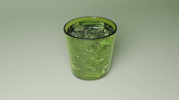硝子コップと氷水
