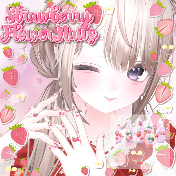 【29アバター対応】StrawberryFlowerNails【MA対応】