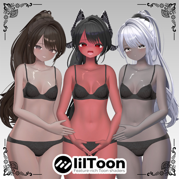 【2Types/3Colors】Custom Skin Material Kaguya（AO影・ツヤ肌 / 褐色・赤・黒）