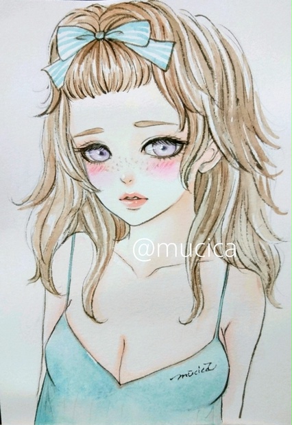 専用　手描きイラスト　美人画　水彩画