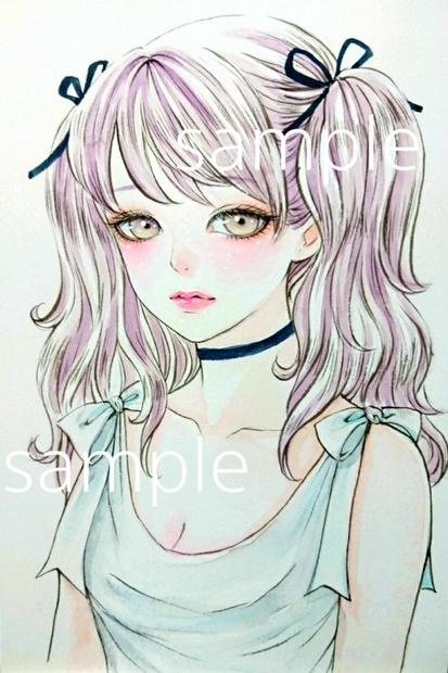 アート/写真専用 手描きイラスト 原画 水彩画 女の子 - アート/写真