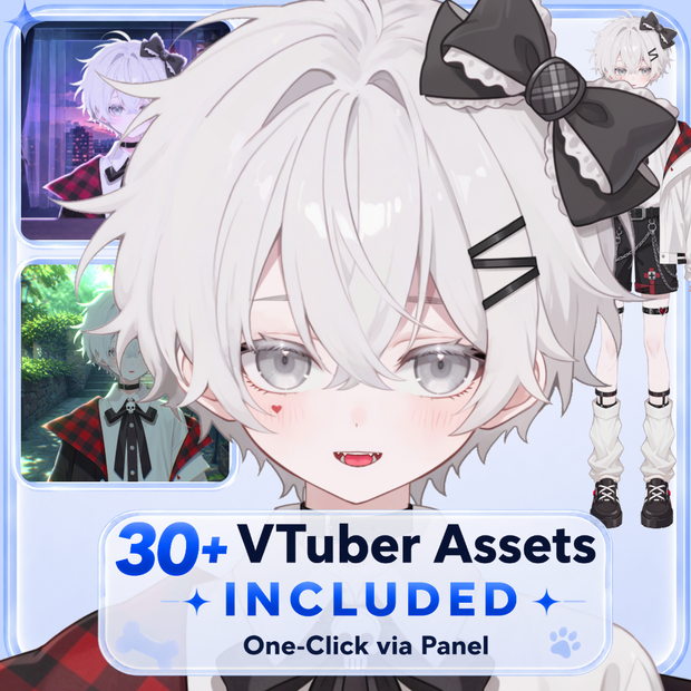 【live2d汎用モデル】白髪・正太・ボウ・可愛い・多表情対応・VTS対応 | White Hair, Shota, Bow, Cute | Multi-expression | VTS Compatible