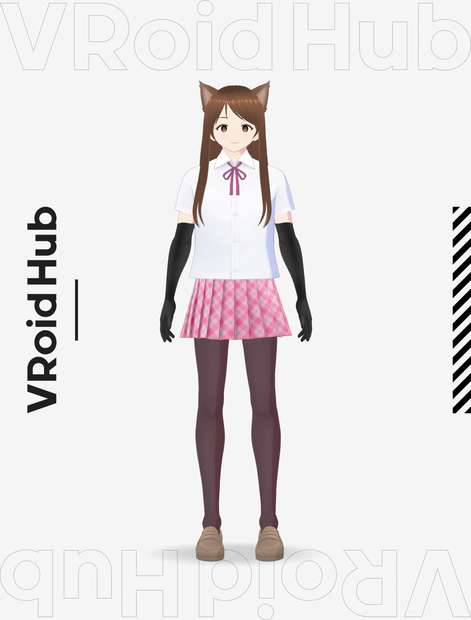 【有料+無料】[Vroid]3Dモデルキャラクター 猫耳女性かな 【vroid】