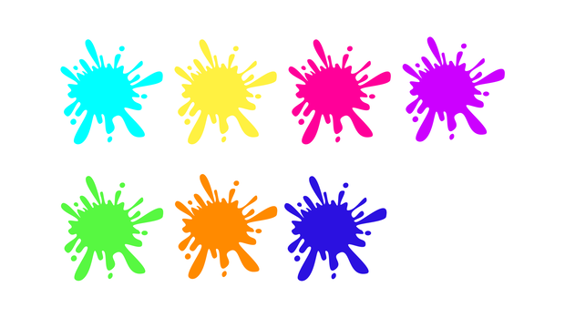 【無料７色】インクとびちりイラスト素材【透過PNG】