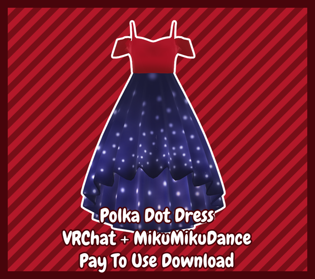 [VRChat + MMD] Polka Dot Dress [P2U DL]