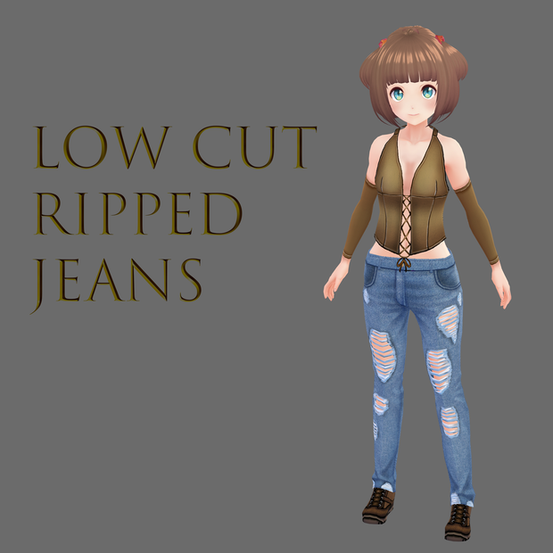【VRoid】Ripped Jeans Pants (Low rise)