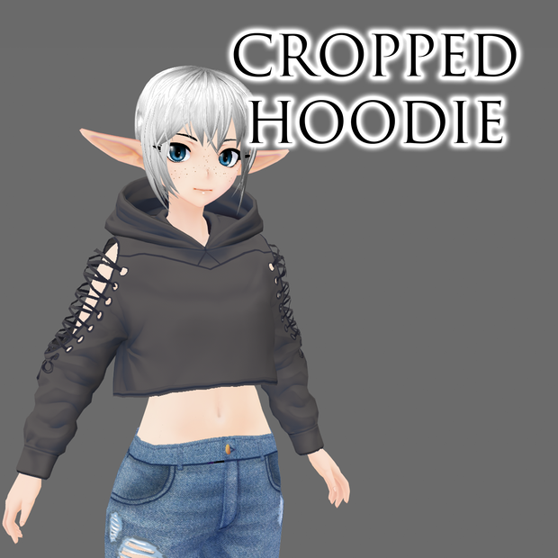 【VRoid】Cropped hoodie with cold shoulders