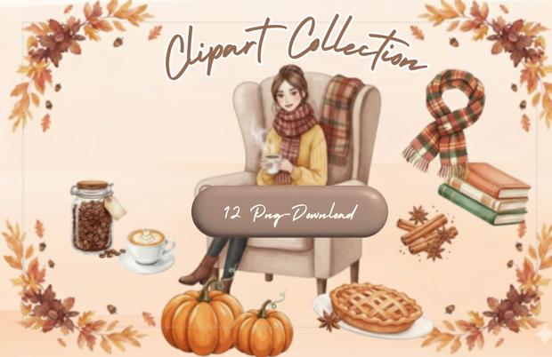 水彩スイーツ＆読書 クリップアートセット（全12点）｜PNG Watercolor Sweets & Reading Clipart Set (12 PNGs)