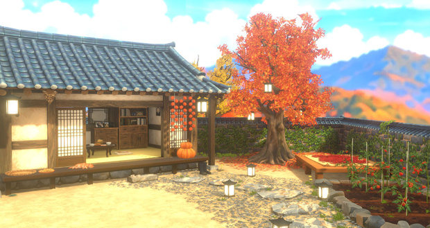 [Warudo・BRP] 가을 시골 한옥 배경 ｜Autumn Hanok ｜ 秋の韓屋 背景