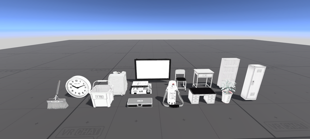 【VRChat/3D素材】漫画風・アニメ調 学園ワールド小道具 14点セット (Manga/Toon School Prop Set)