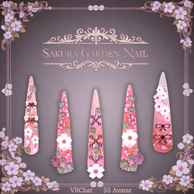 『Sakura Garden Nail』｜桜ネイル【MA対応 / 35アバター対応 / 4Color】