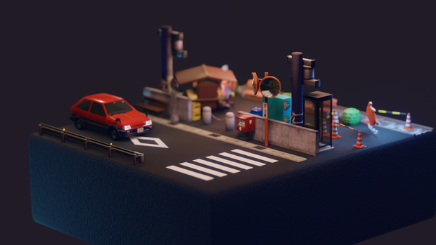 【無料配布】みんなでジオラマ【街アセットデータ】～blender2.93～