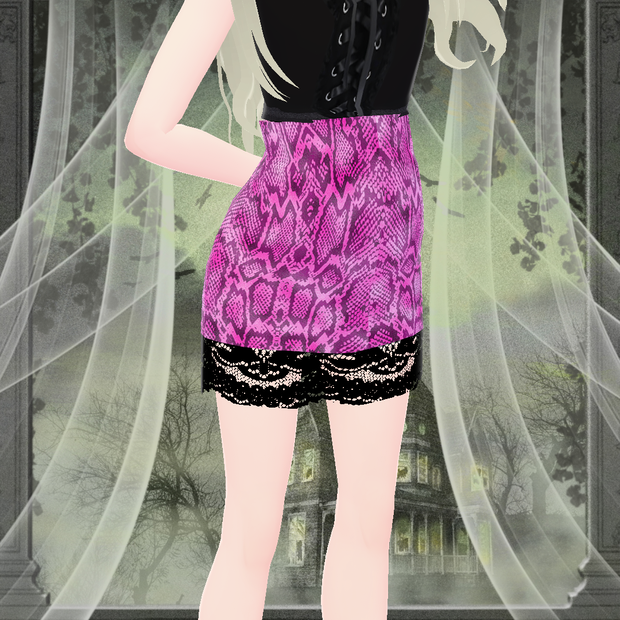 Pink Skirt with Snakeprint and black lace (VRoid Texture)