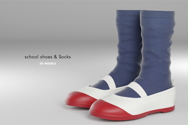 3Dモデル うわばき 靴下セット - Nori7023 - BOOTH