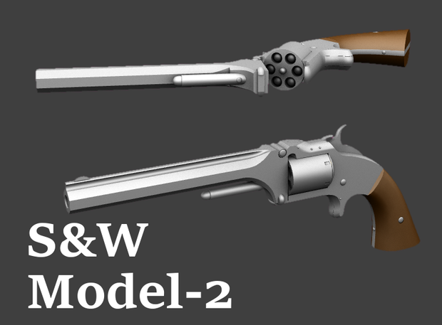 V1.1　FBX追加　スミス＆ウェッソン　モデル２リボルバー　-西部劇-ウェスタン-
