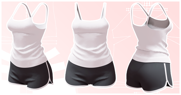 キャミソールとドルフィンパンツ【Camisole & Dolphin Shorts】（Marvelous Designer/Clo3Dデータ）