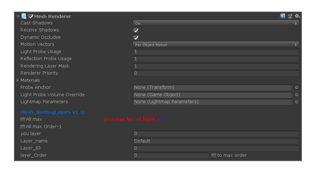 Unity Mash and Skinnedmesh layer sorting editor